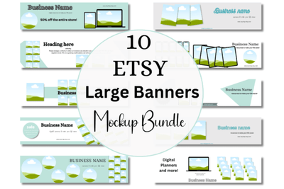 MRV Templates - 10 Large Etsy Banner Mockup Templates PLR MRR Digital Products from Grit Ground