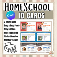 Customizable Homeschool ID Cards for Students & Teachers | Editable Canva Templates - 3 Design Sets Included | Printable Home Identification