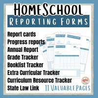 Homeschool Reporting Forms Set | Printable Report Cards, Progress Reports & Trackers for Compliance and State Record Keeping