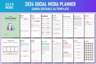 2024 Social Media Planner Canva PLR MRR Digital Products from Grit Ground