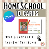 Customizable Homeschool ID Cards for Students & Teachers | Editable Canva Templates - 3 Design Sets Included | Printable Home Identification