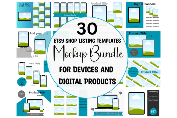 30 Mockups for ETSY Digital Listings PLR MRR Digital Products from Grit Ground