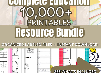 Mega Education Vault 10,000+ Printables for Parents | Teachers | Classroom Worksheets | Kids Activities | Instant Download & Lifetime Access