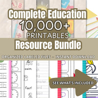 Mega Education Vault 10,000+ Printables for Parents | Teachers | Classroom Worksheets | Kids Activities | Instant Download & Lifetime Access