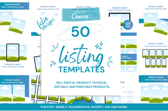 50 Etsy Digital Shop Templates PLR MRR Digital Products from Grit Ground