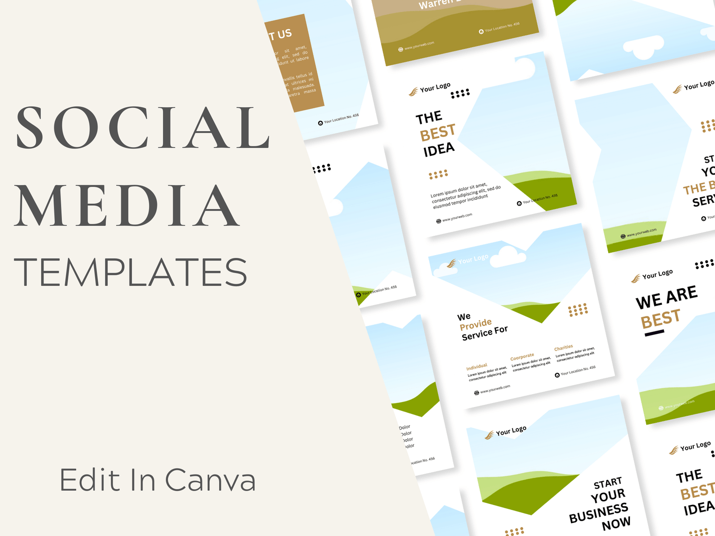 280 Social Media Canva Templates PLR MRR Digital Products from Grit Ground