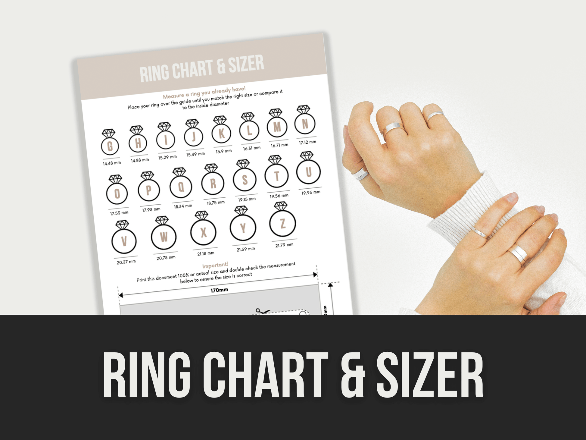 Ring Sizer Chart PLR MRR Digital Products from Grit Ground