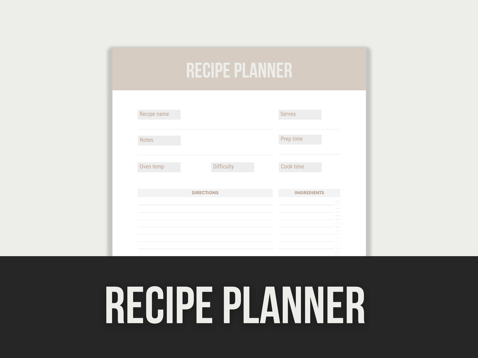 Recipe-Planner PLR MRR Digital Products from Grit Ground