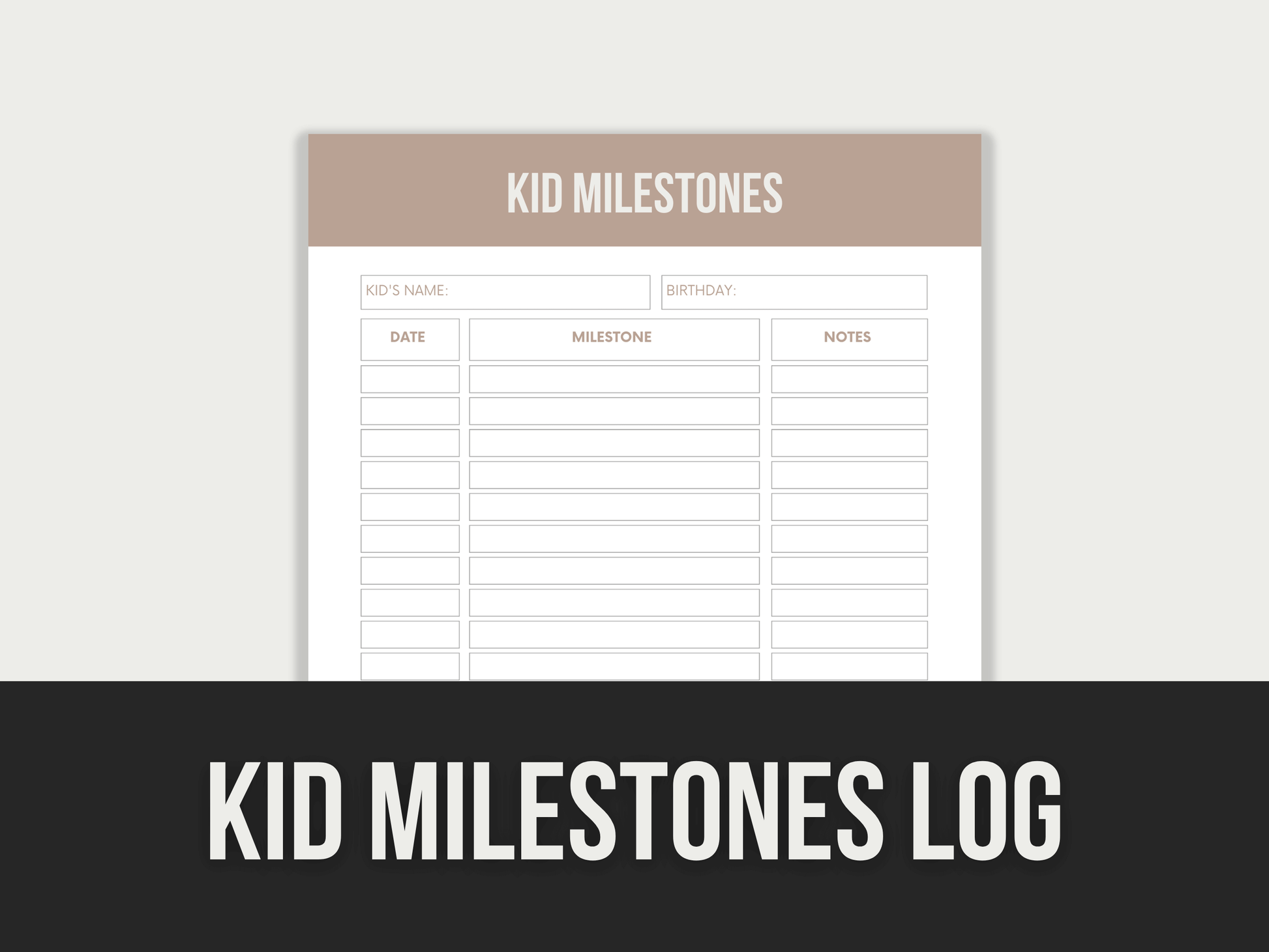 Kid-Milestones-Log PLR MRR Digital Products from Grit Ground