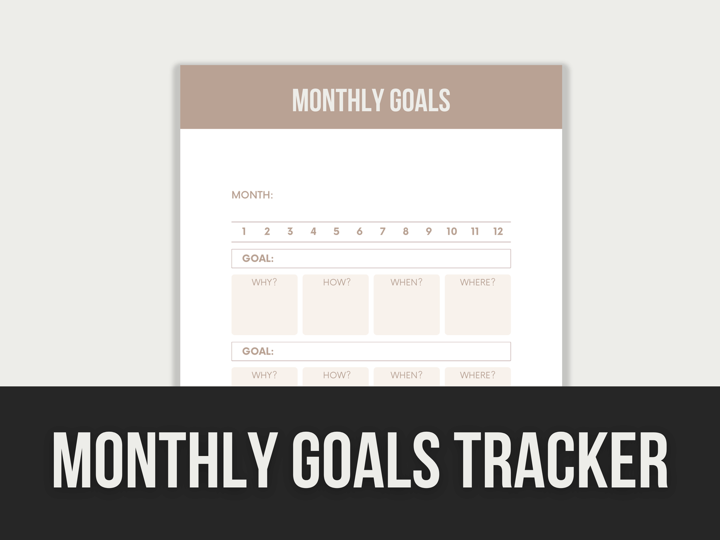 Monthly-Goals-Tracker PLR MRR Digital Products from Grit Ground