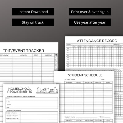 50+ Homeschool Forms Bundle Documents Printable Tracker Schedule Log Instant Download Homework Lesson Resources Home School Teacher Academic