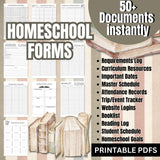 50+ Homeschool Forms Bundle Documents Printable Tracker Schedule Log Instant Download Homework Lesson Resources Home School Teacher Academic