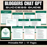 Bloggers Success Guide with ChatGPT: Unlock Your Blogging Potential & Achieve Higher Engagement | Instant Download | Social Media  | Planner