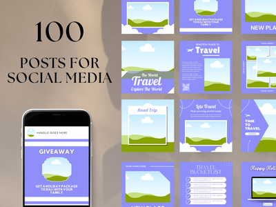 110 Travel Social Media Canva Templates PLR MRR Digital Products from Grit Ground