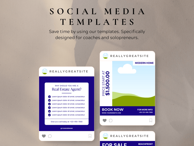 60 Real Estate Social Media Templates PLR MRR Digital Products from Grit Ground