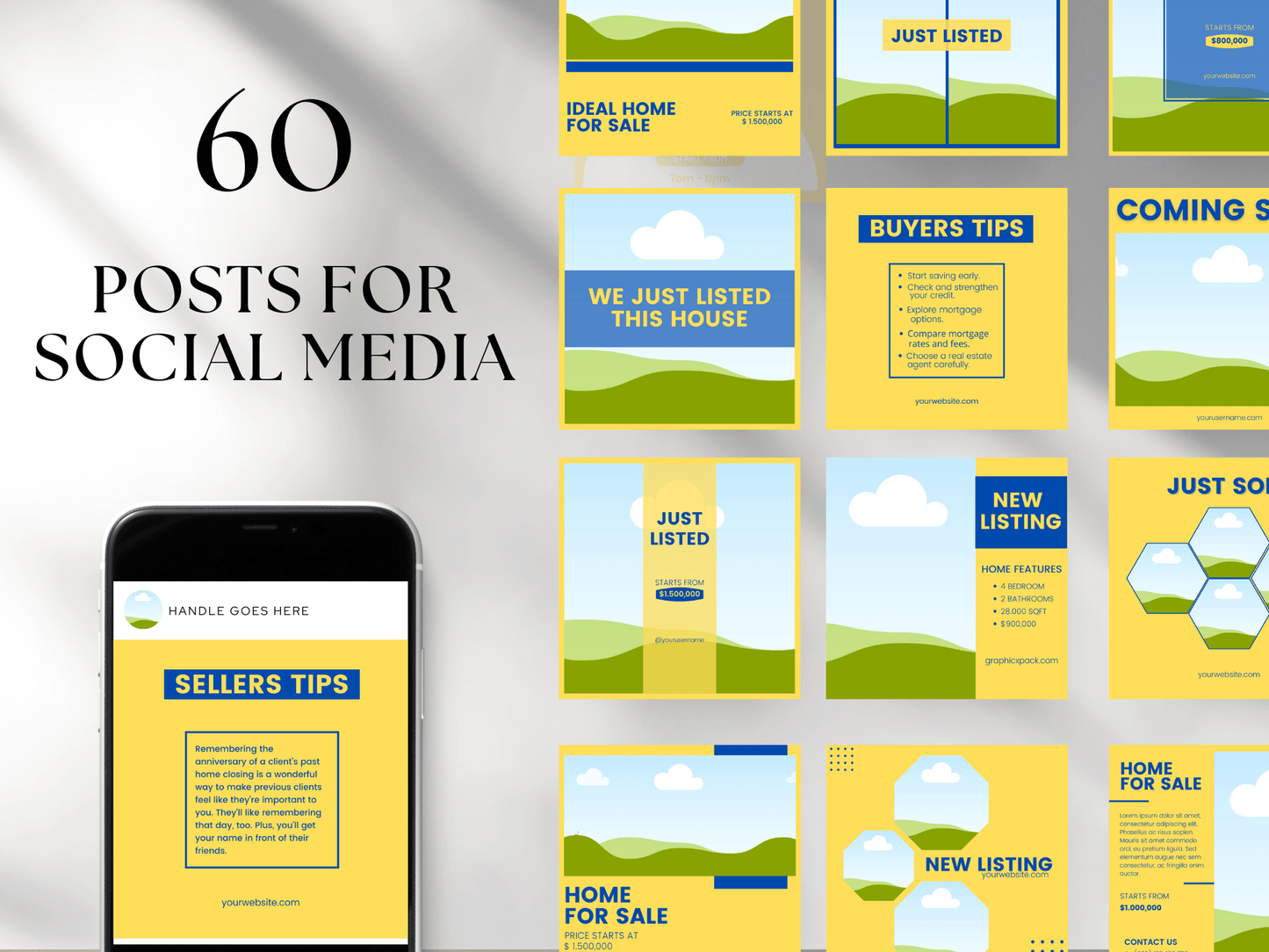 60 Real Estate Social Media Templates PLR MRR Digital Products from Grit Ground