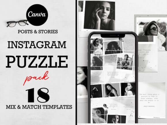 B&W Canva Instagram Puzzle Grid PLR MRR Digital Products from Grit Ground