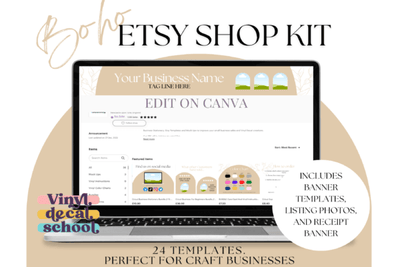 Boho Editable Etsy Shop Kit PLR MRR Digital Products from Grit Ground