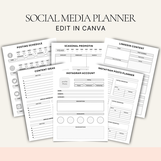 Editable Social Media Planner PLR MRR Digital Products from Grit Ground