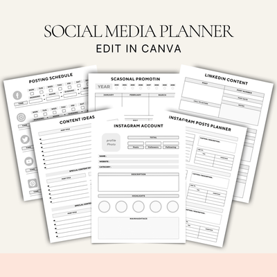 Social Media Marketing Planner Canva PLR MRR Digital Products from Grit Ground