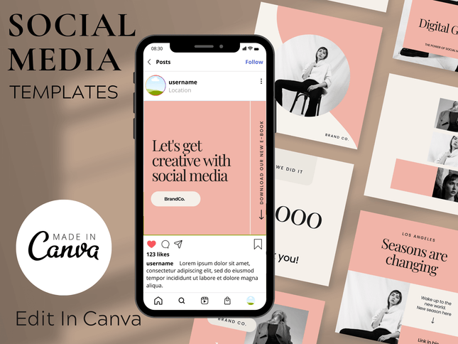 Pink | Social Media Template PLR MRR Digital Products from Grit Ground