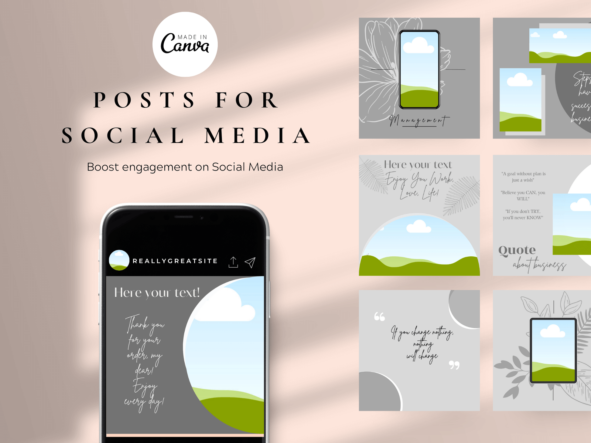 Instagram Canva Marketing Post Templates PLR MRR Digital Products from Grit Ground