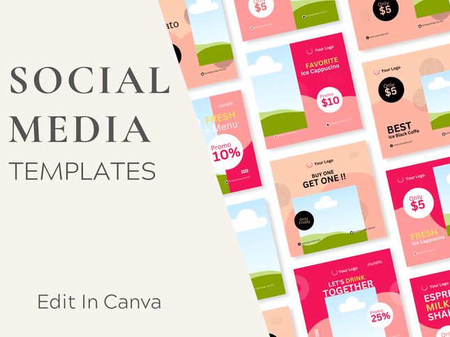 280 Social Media Canva Templates PLR MRR Digital Products from Grit Ground