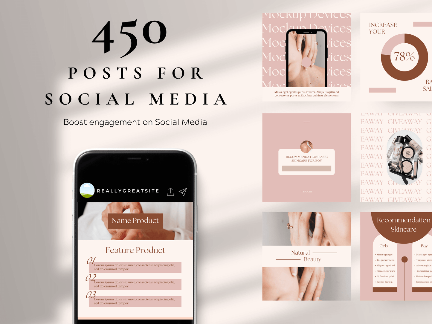 Beauty Social Media Templates PLR MRR Digital Products from Grit Ground