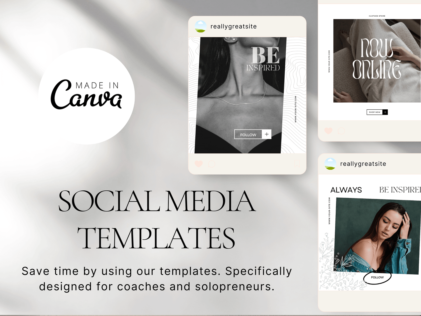 Minimal Instagram Post Templates PLR MRR Digital Products from Grit Ground