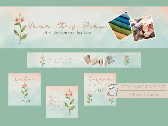 Floral Etsy Shop Templates PLR MRR Digital Products from Grit Ground