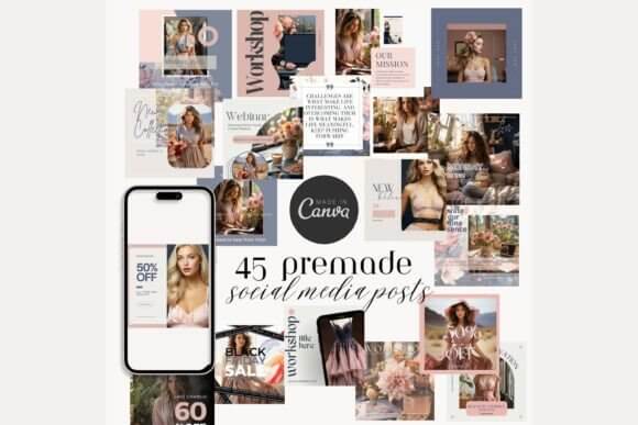 Feminine Elegance Social Media Post Kit PLR MRR Digital Products from Grit Ground