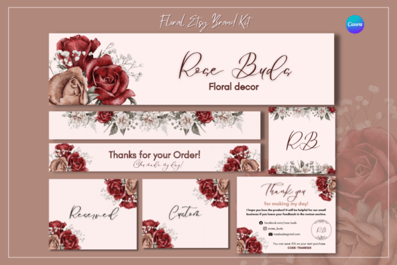 Floral Etsy Shop Brand Kit Templates PLR MRR Digital Products from Grit Ground