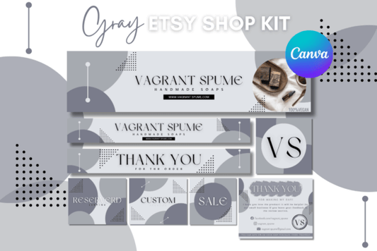 Gray Etsy Shop Kit PLR MRR Digital Products from Grit Ground