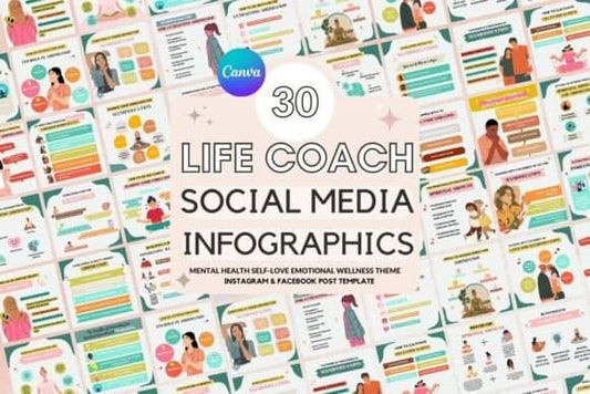 Life Coach Social Media Post Templates PLR MRR Digital Products from Grit Ground