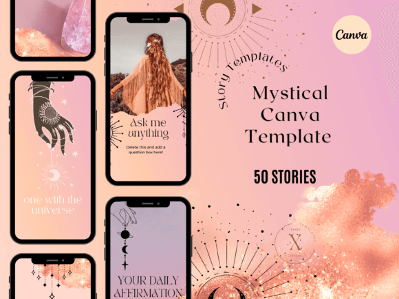 Mystical Boho Stories Canva Template PLR MRR Digital Products from Grit Ground