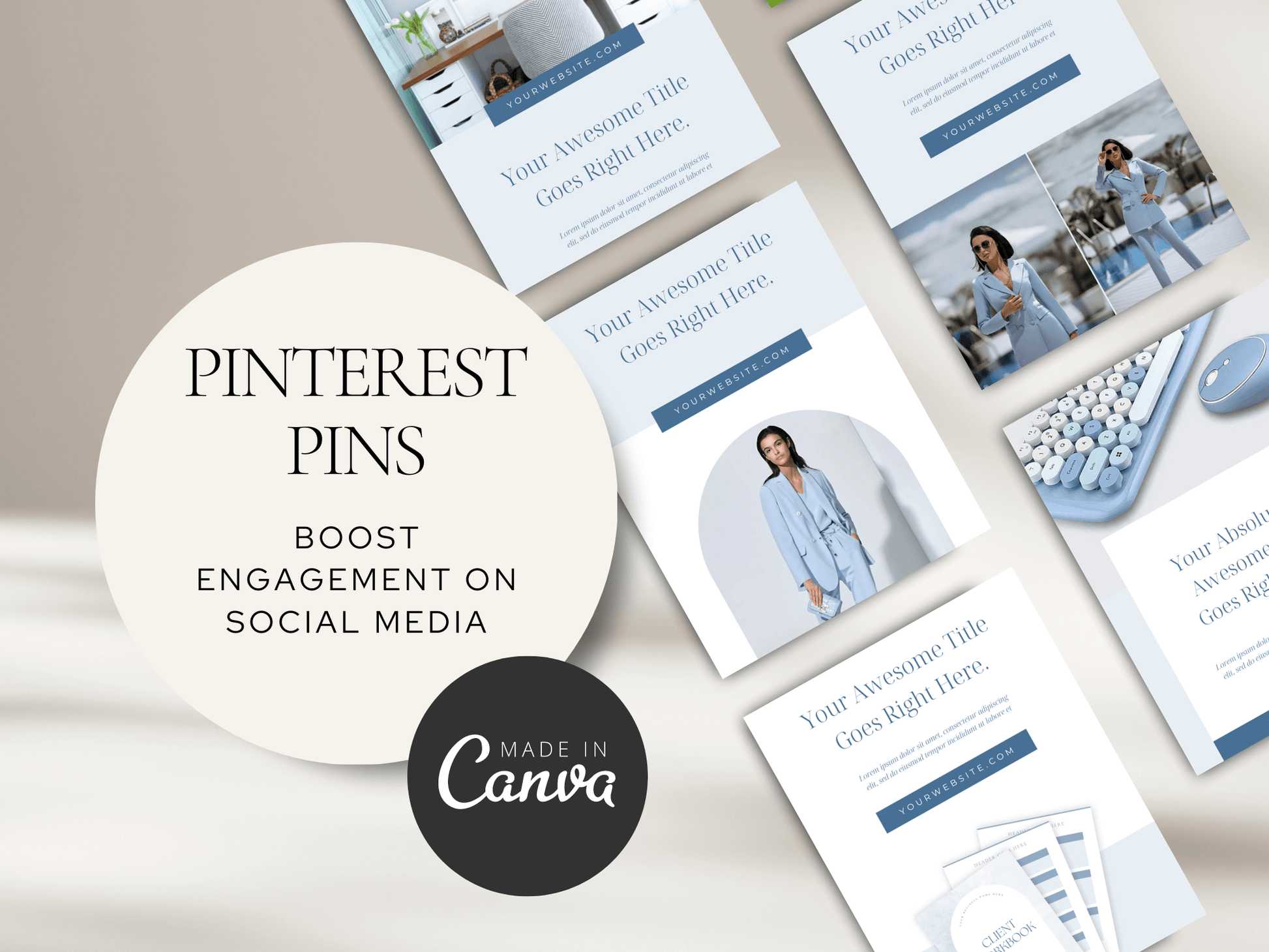 Pinterest Pins Canva Template PLR MRR Digital Products from Grit Ground