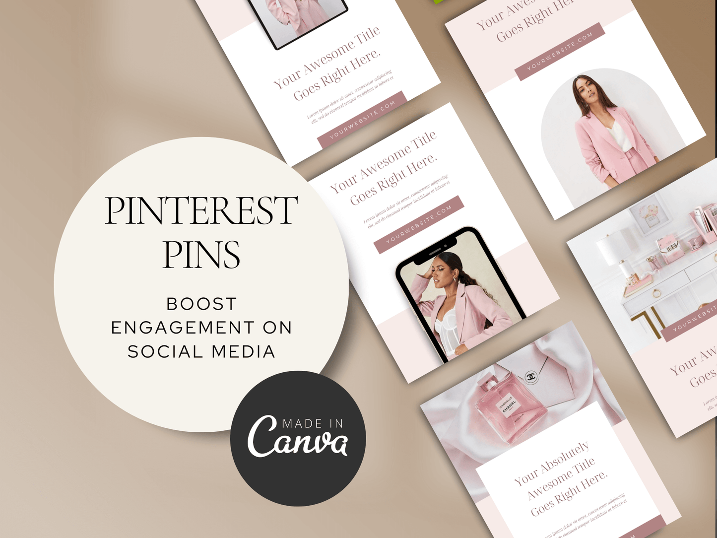 Pinterest Pins Canva Template PLR MRR Digital Products from Grit Ground