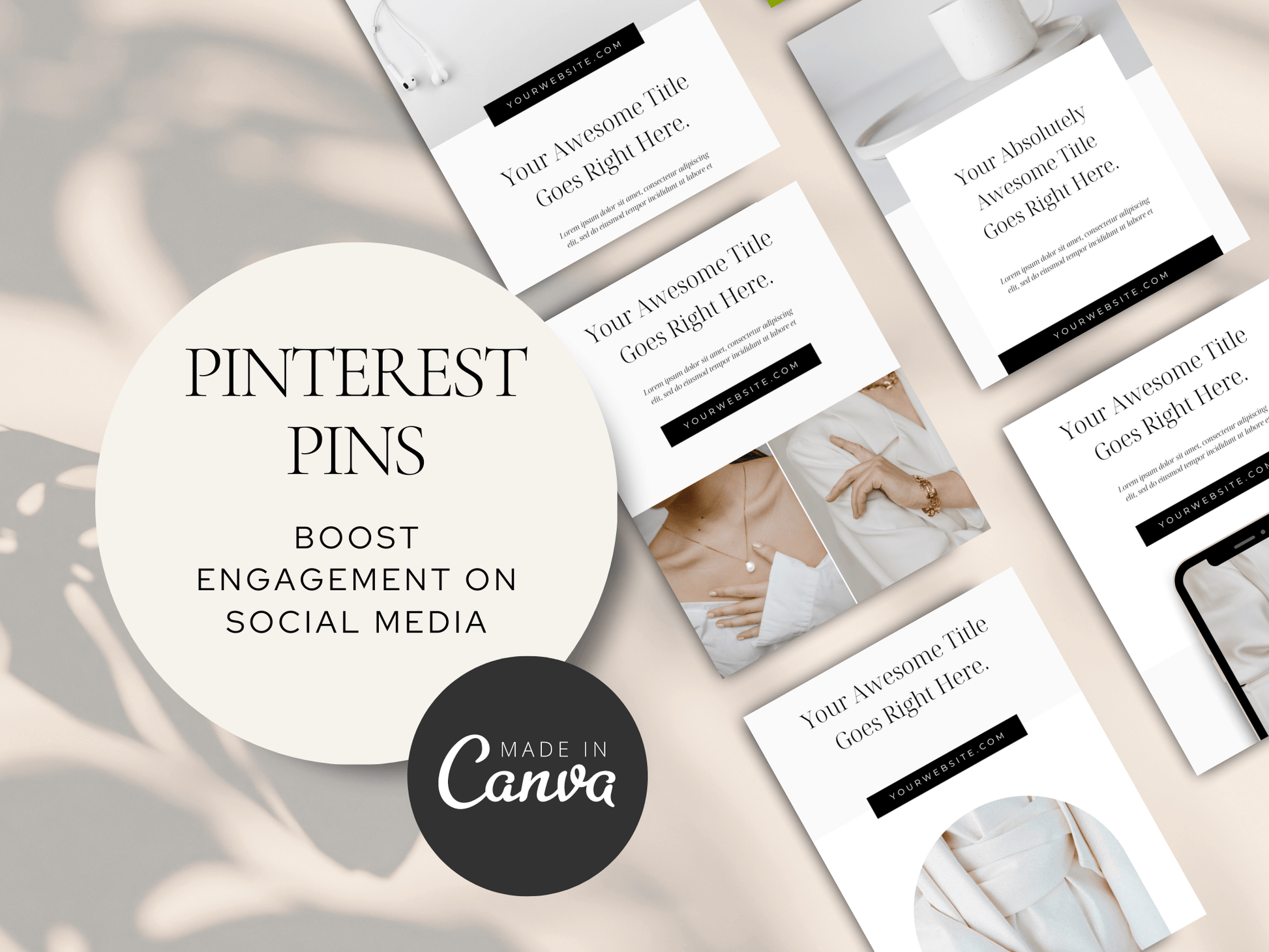 Pinterest Pins Canva Template PLR MRR Digital Products from Grit Ground