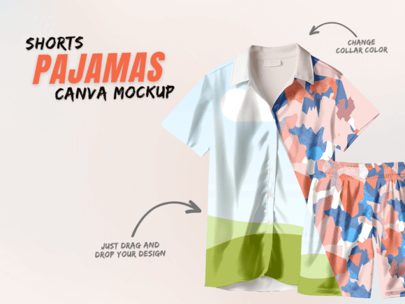 Shorts Sleeve Pajamas Canva Mockup PLR MRR Digital Products from Grit Ground