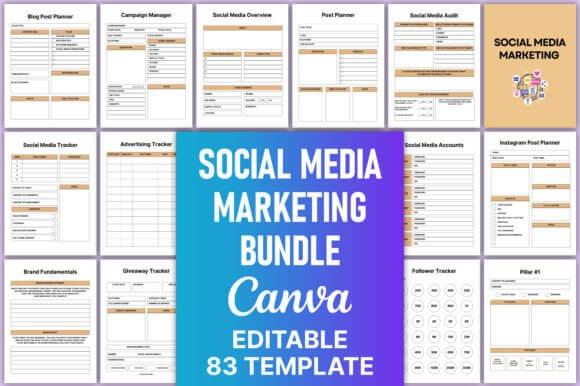 Social Media Marketing Bundle Canva PLR MRR Digital Products from Grit Ground