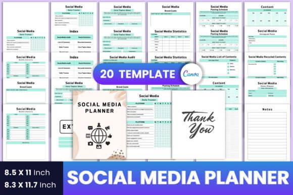 Social Media Planner Canva Interior PLR MRR Digital Products from Grit Ground