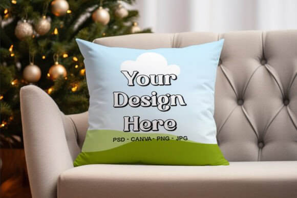 Christmas Square Pillow Mockup Canva PLR MRR Digital Products from Grit Ground