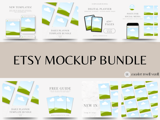 Modern Etsy Mockup Listings PLR MRR Digital Products from Grit Ground