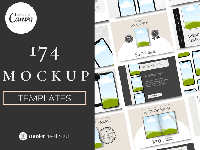 174 Aesthetic Mockups PLR MRR Digital Products from Grit Ground