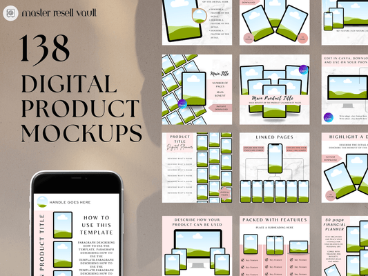 138 Digital Product Mockups PLR MRR Digital Products from Grit Ground