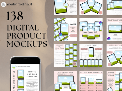 138 Digital Product Mockups PLR MRR Digital Products from Grit Ground