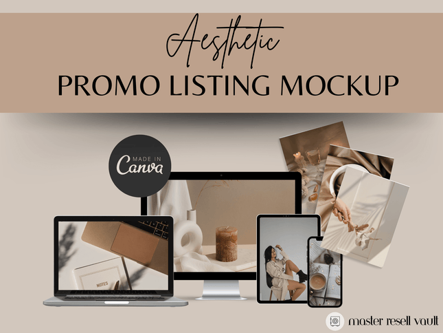 Aesthetic Promo Listing Mockup PLR MRR Digital Products from Grit Ground