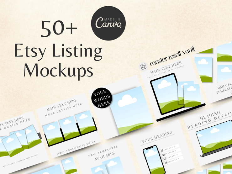 50 Etsy Digial Product Mockups PLR MRR Digital Products from Grit Ground